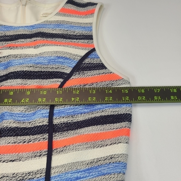 Shoshanna Simone Dress Stripe Fit & Flare Sleeveless Textured Linen Blend Mini 2 - Picture 12 of 15